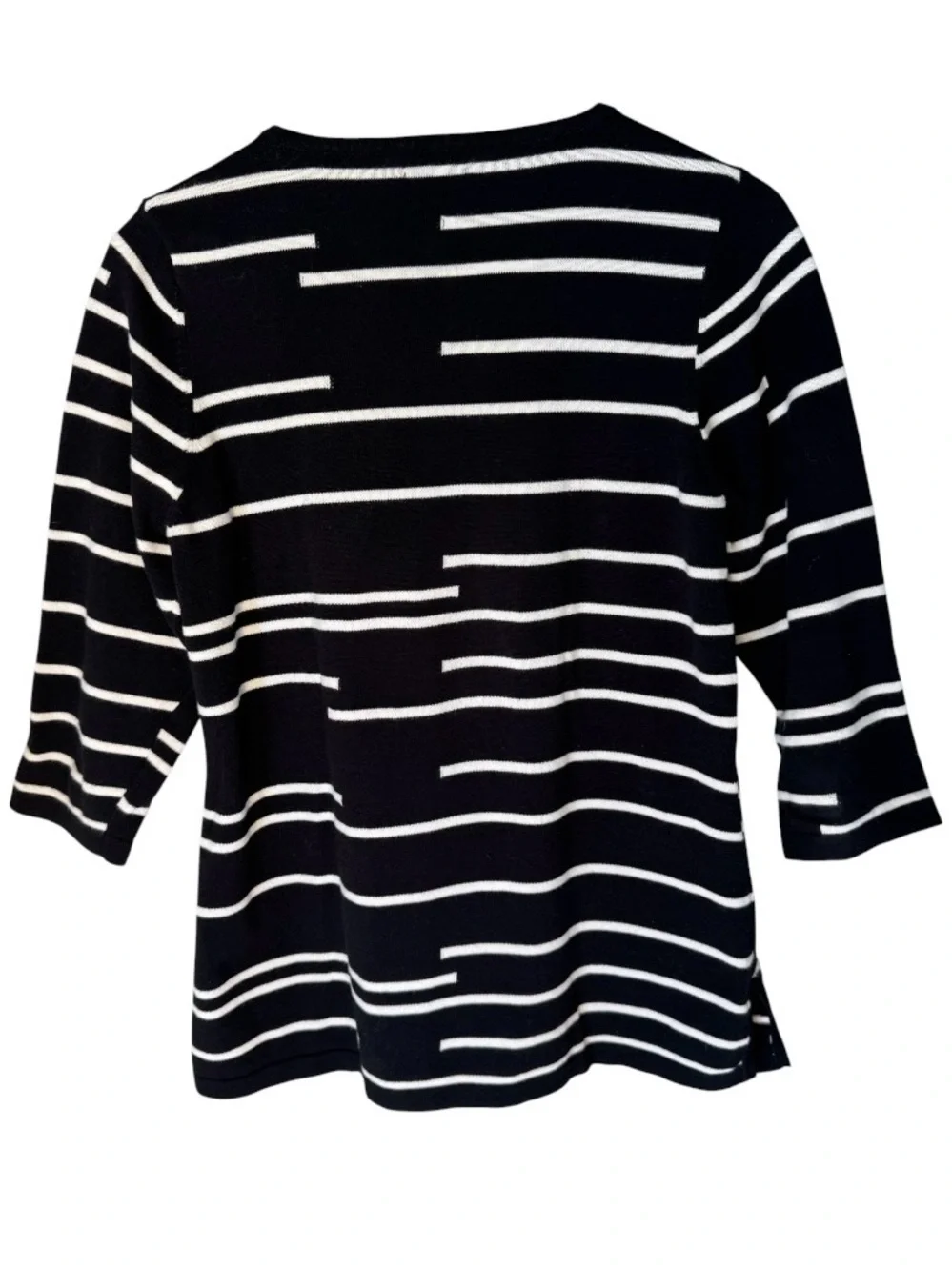 J’ENVIE New York Black Broken Stripe Pima Cotton Long Sleeve Tunic Sweater Sz M